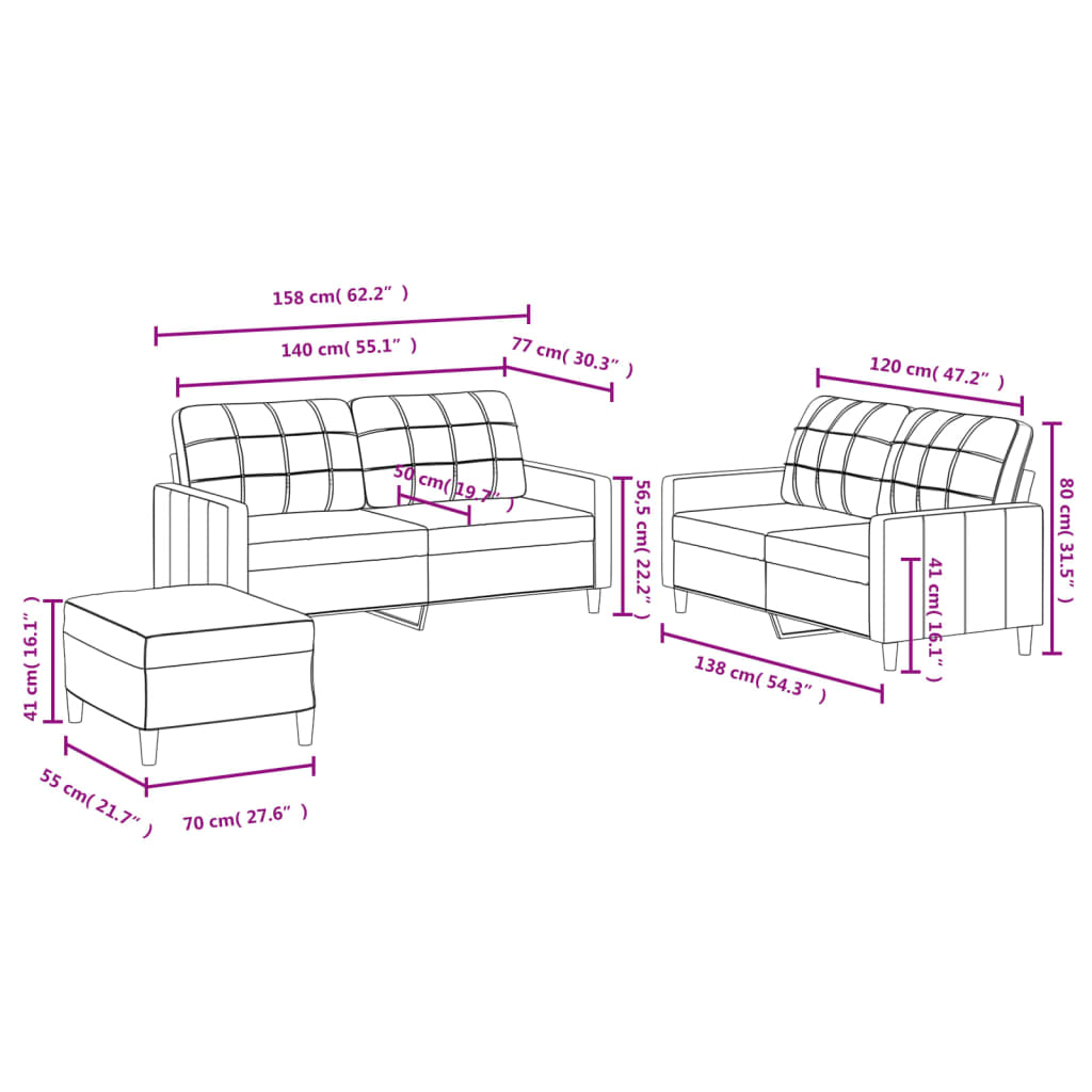 3-delige Loungeset met kussens stof wijnrood is nu te koop bij PeponiXL, paradijselijk wonen!