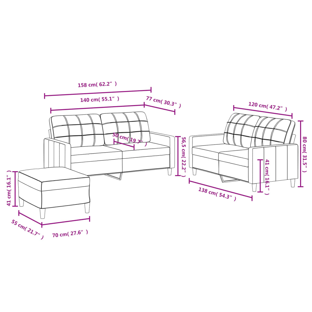 3-delige Loungeset met kussens stof taupe is nu te koop bij PeponiXL, paradijselijk wonen!