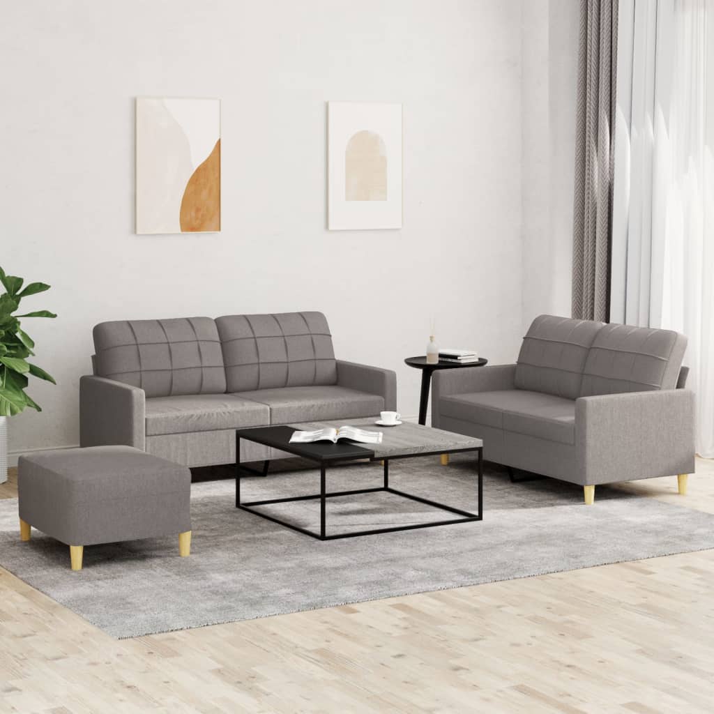 3-delige Loungeset met kussens stof taupe is nu te koop bij PeponiXL, paradijselijk wonen!