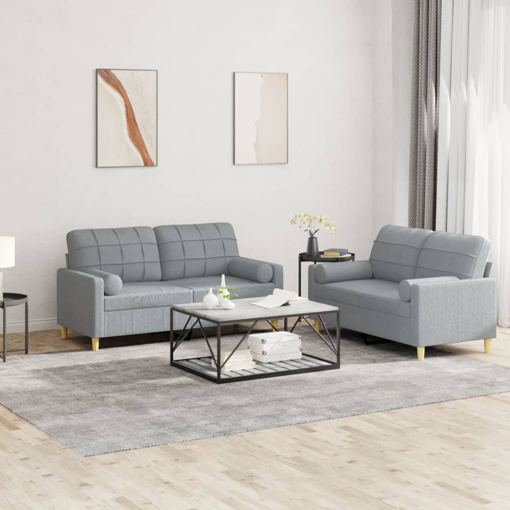 2-delige Loungeset met kussens stof lichtgrijs is nu te koop bij PeponiXL, paradijselijk wonen!