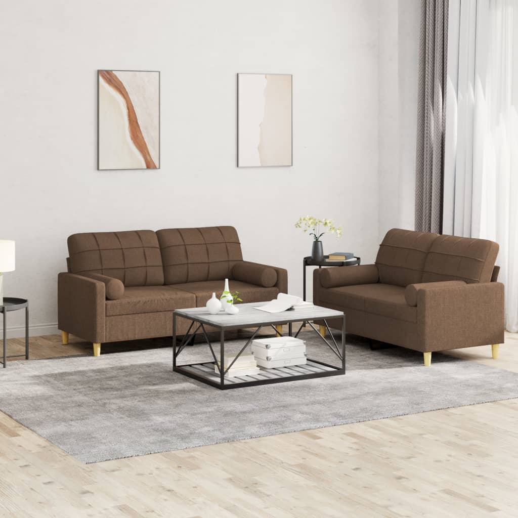 2-delige Loungeset met kussens stof bruin is nu te koop bij PeponiXL, paradijselijk wonen!