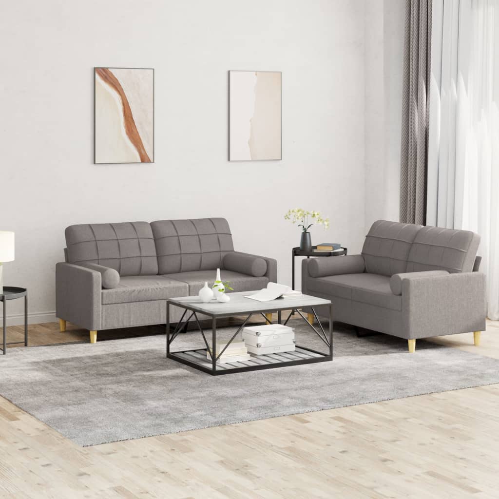 2-delige Loungeset met kussens stof taupe is nu te koop bij PeponiXL, paradijselijk wonen!
