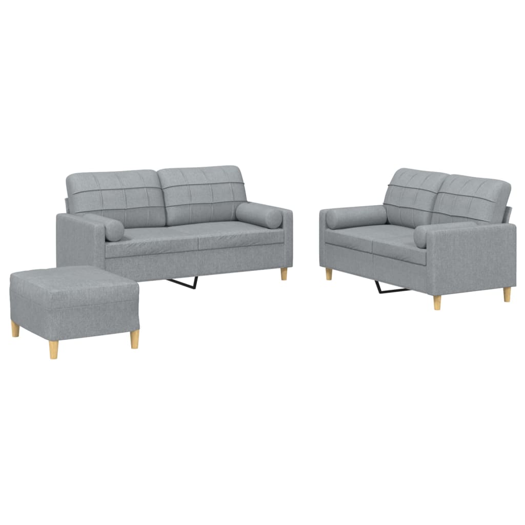 3-delige Loungeset met kussens stof lichtgrijs is nu te koop bij PeponiXL, paradijselijk wonen!