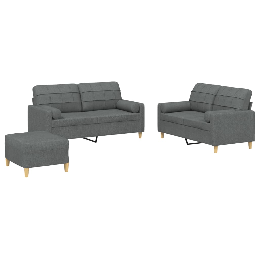 3-delige Loungeset met kussens stof donkergrijs is nu te koop bij PeponiXL, paradijselijk wonen!