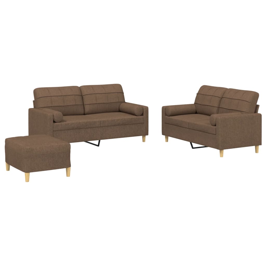 3-delige Loungeset met kussens stof bruin is nu te koop bij PeponiXL, paradijselijk wonen!
