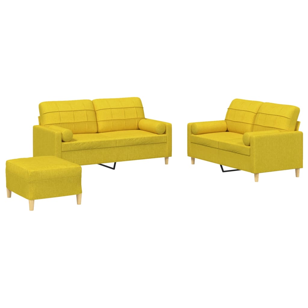 3-delige Loungeset met kussens stof lichtgeel is nu te koop bij PeponiXL, paradijselijk wonen!