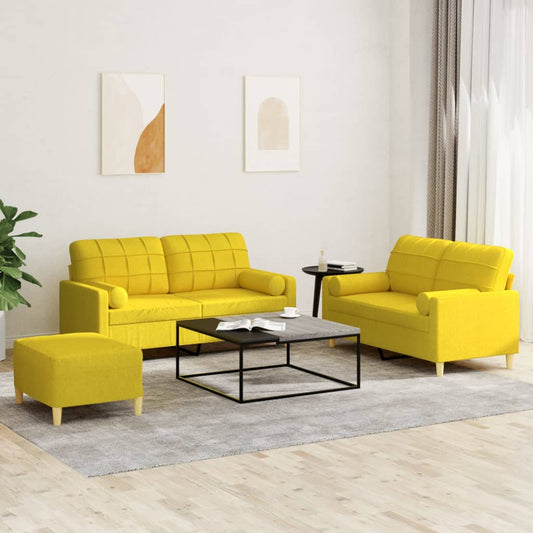 3-delige Loungeset met kussens stof lichtgeel is nu te koop bij PeponiXL, paradijselijk wonen!
