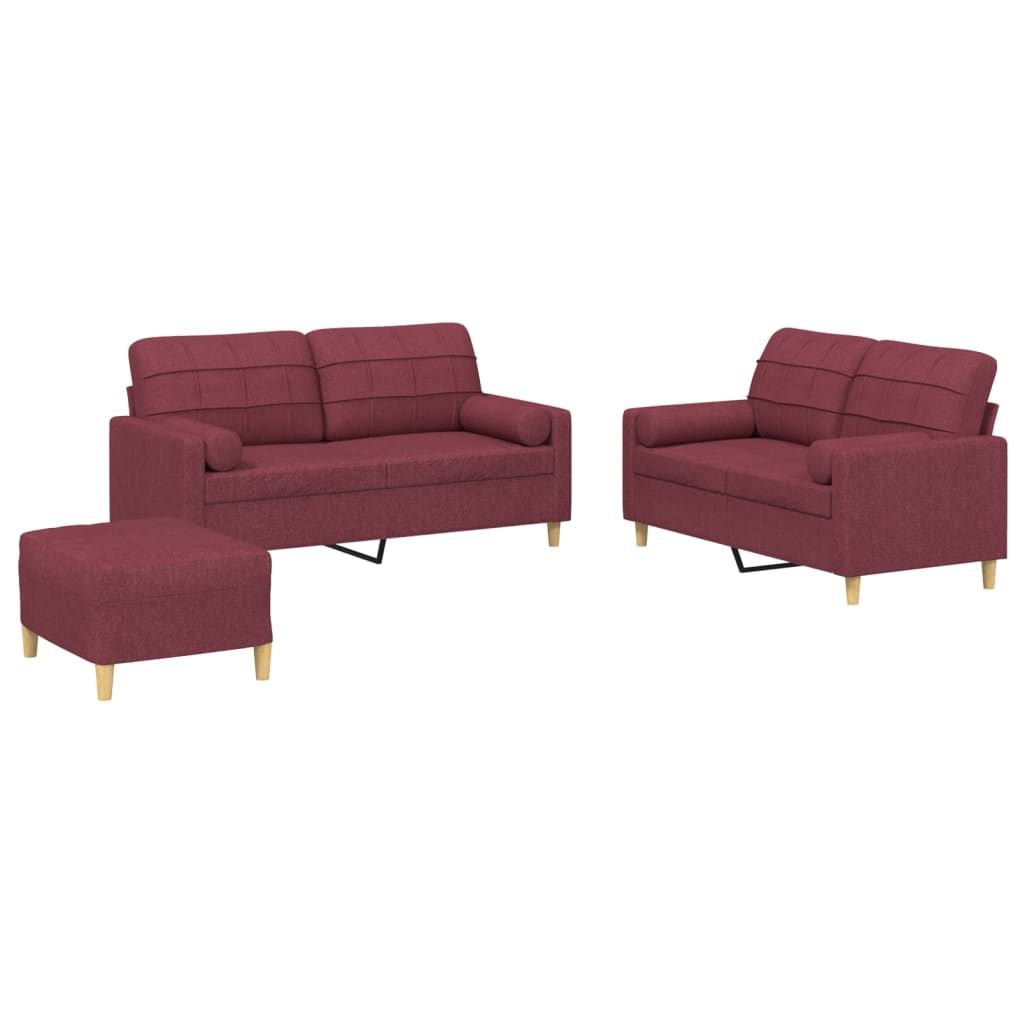 3-delige Loungeset met kussens stof wijnrood is nu te koop bij PeponiXL, paradijselijk wonen!