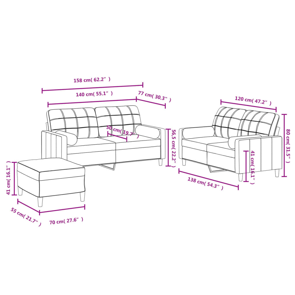 3-delige Loungeset met kussens stof wijnrood is nu te koop bij PeponiXL, paradijselijk wonen!