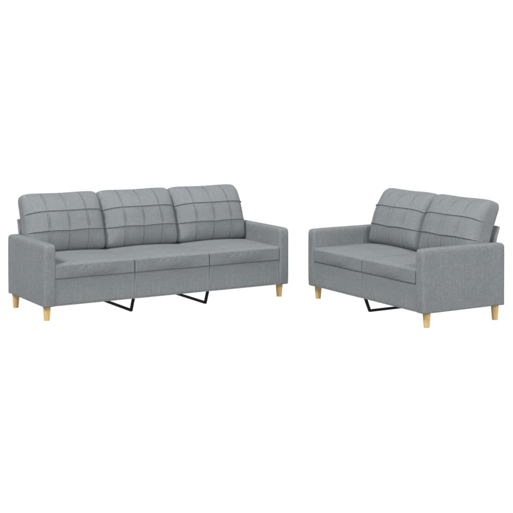 2-delige Loungeset met kussens stof lichtgrijs is nu te koop bij PeponiXL, paradijselijk wonen!