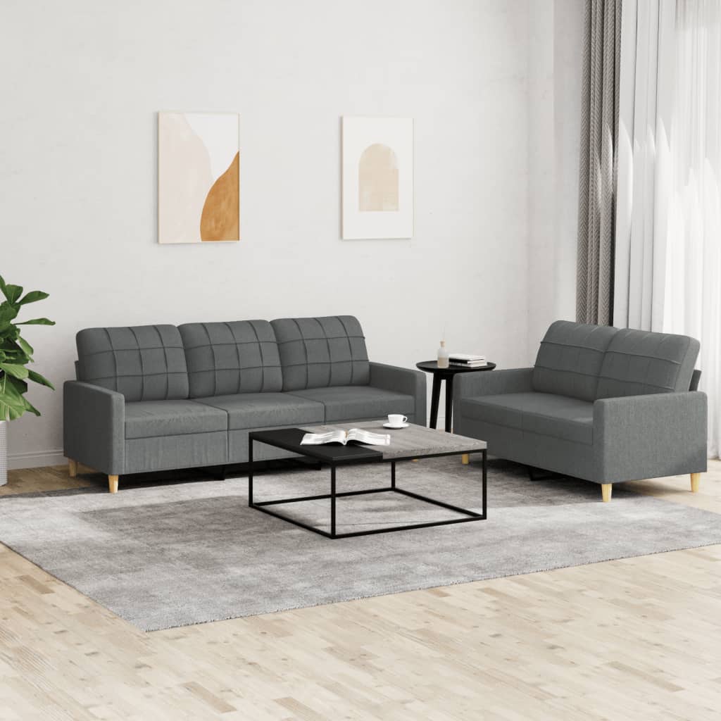 2-delige Loungeset met kussens stof donkergrijs is nu te koop bij PeponiXL, paradijselijk wonen!