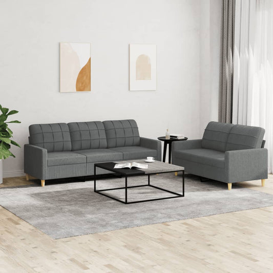 2-delige Loungeset met kussens stof donkergrijs is nu te koop bij PeponiXL, paradijselijk wonen!