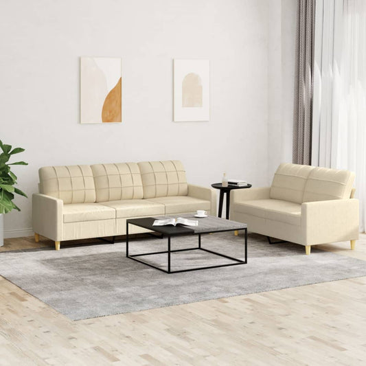 2-delige Loungeset met kussens stof crèmekleurig is nu te koop bij PeponiXL, paradijselijk wonen!