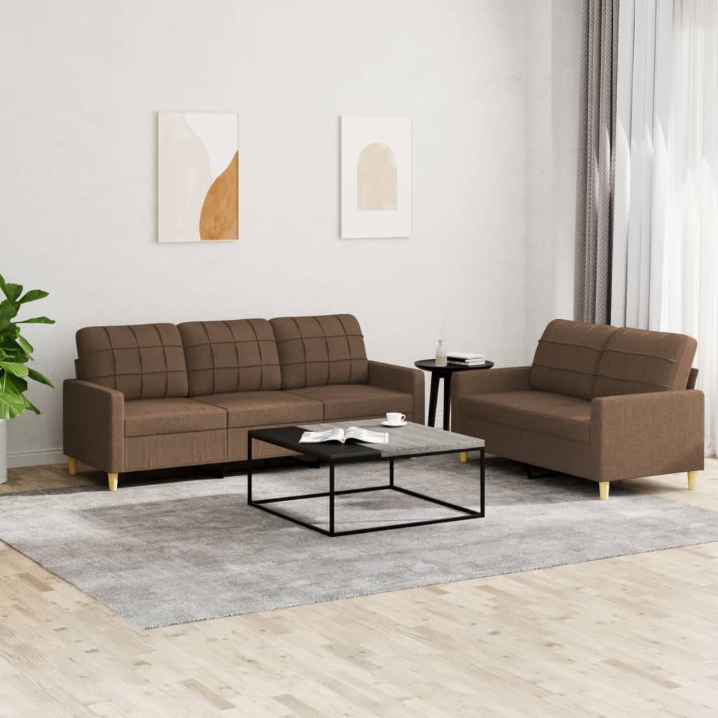 2-delige Loungeset met kussens stof bruin is nu te koop bij PeponiXL, paradijselijk wonen!