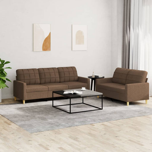 2-delige Loungeset met kussens stof bruin is nu te koop bij PeponiXL, paradijselijk wonen!