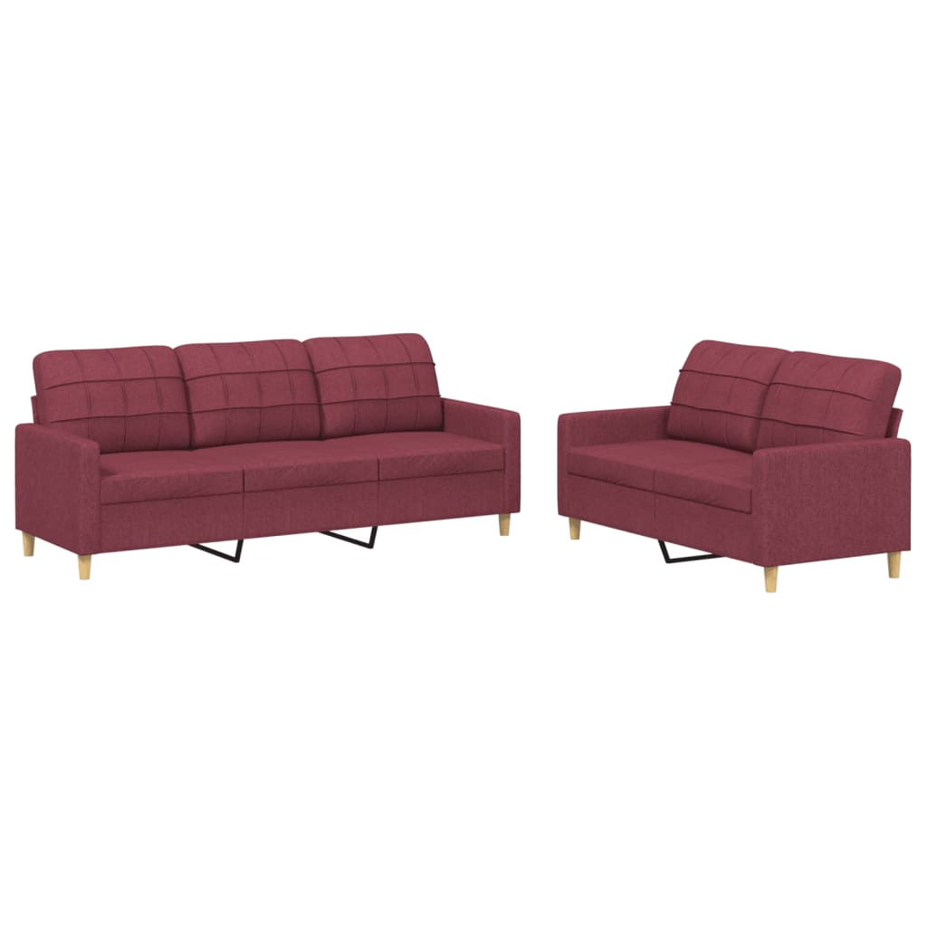 2-delige Loungeset met kussens stof wijnrood is nu te koop bij PeponiXL, paradijselijk wonen!