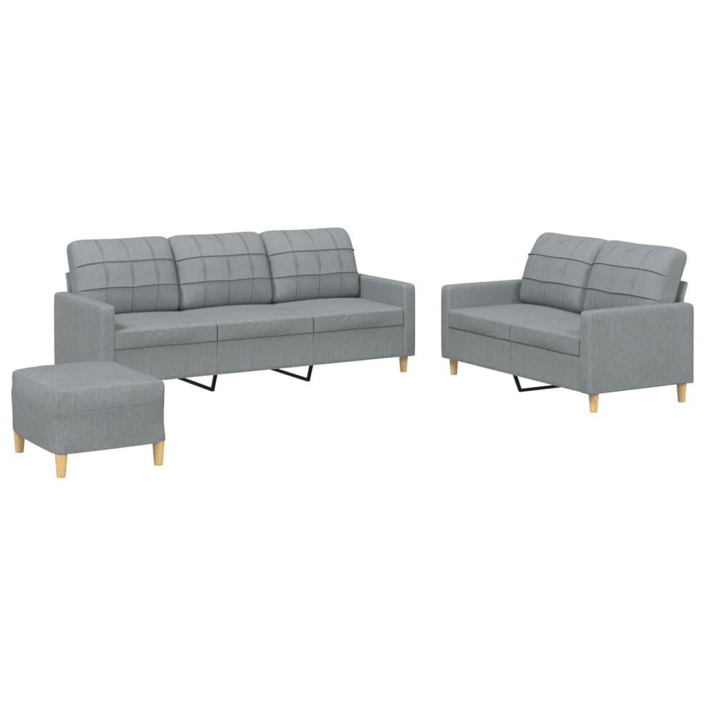 3-delige Loungeset met kussens stof lichtgrijs is nu te koop bij PeponiXL, paradijselijk wonen!