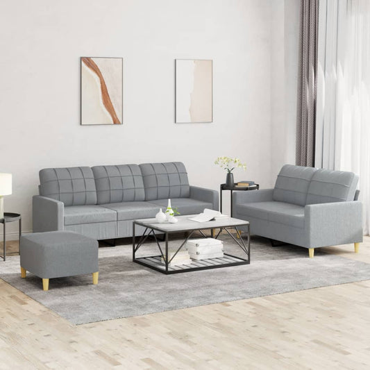 3-delige Loungeset met kussens stof lichtgrijs is nu te koop bij PeponiXL, paradijselijk wonen!