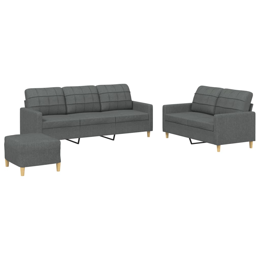 3-delige Loungeset met kussens stof donkergrijs is nu te koop bij PeponiXL, paradijselijk wonen!