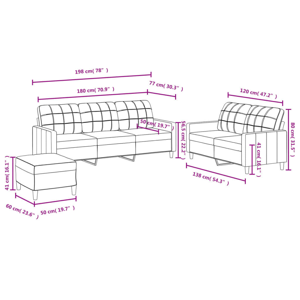3-delige Loungeset met kussens stof donkergrijs is nu te koop bij PeponiXL, paradijselijk wonen!