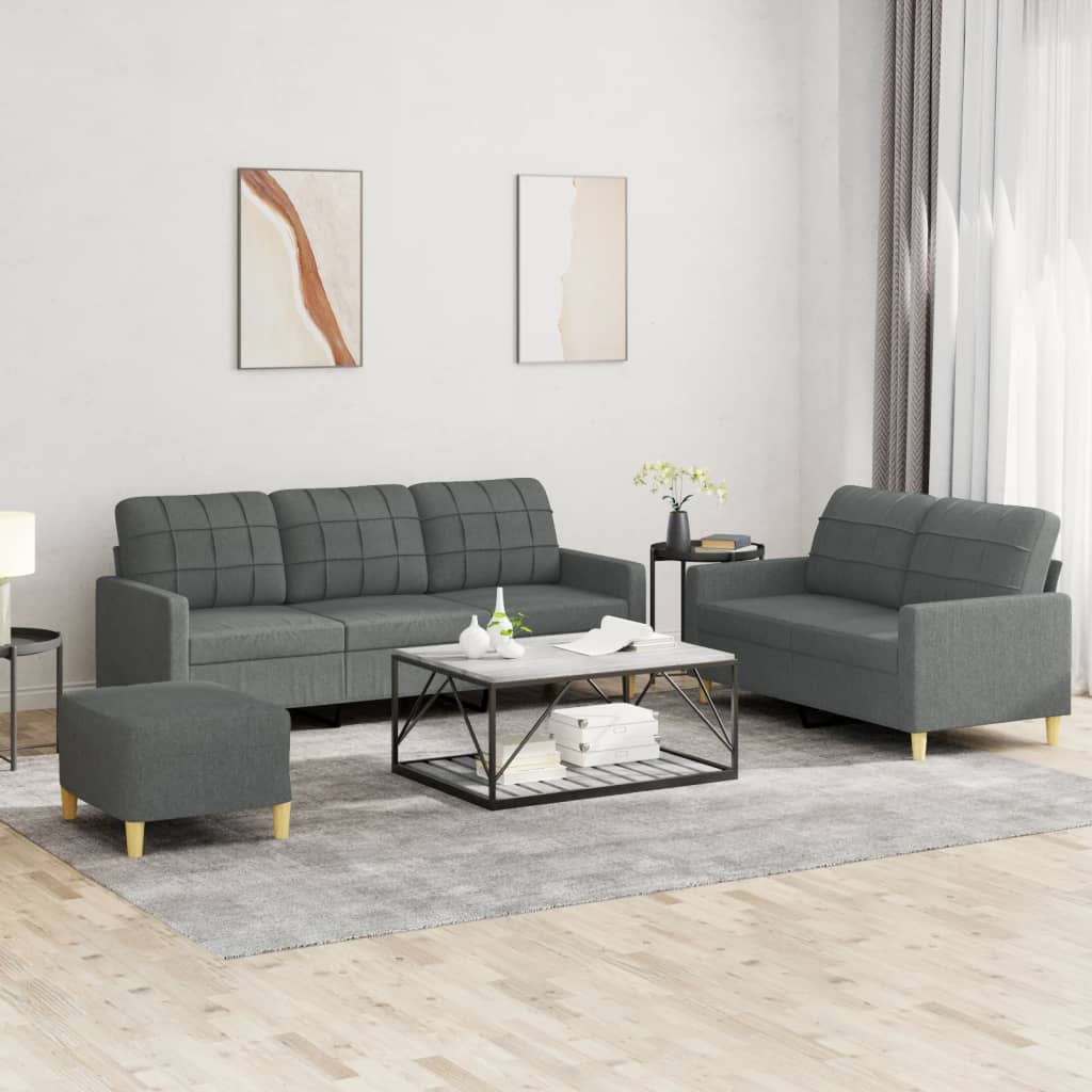 3-delige Loungeset met kussens stof donkergrijs is nu te koop bij PeponiXL, paradijselijk wonen!