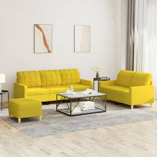 3-delige Loungeset met kussens stof lichtgeel is nu te koop bij PeponiXL, paradijselijk wonen!