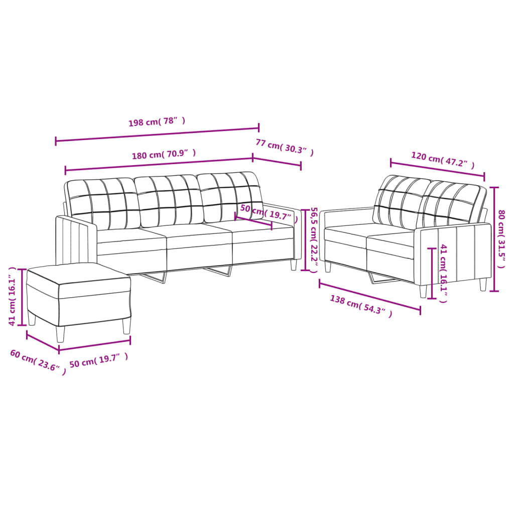3-delige Loungeset met kussens stof wijnrood is nu te koop bij PeponiXL, paradijselijk wonen!