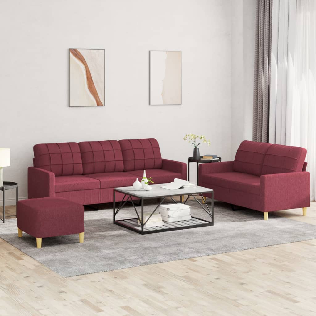 3-delige Loungeset met kussens stof wijnrood is nu te koop bij PeponiXL, paradijselijk wonen!