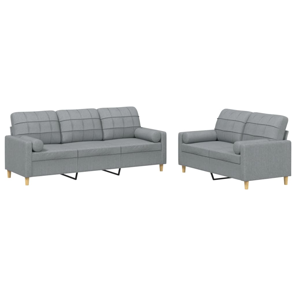 2-delige Loungeset met kussens stof lichtgrijs is nu te koop bij PeponiXL, paradijselijk wonen!