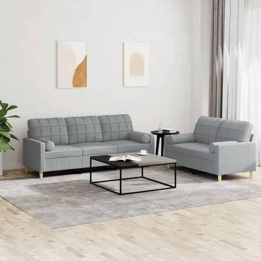2-delige Loungeset met kussens stof lichtgrijs is nu te koop bij PeponiXL, paradijselijk wonen!