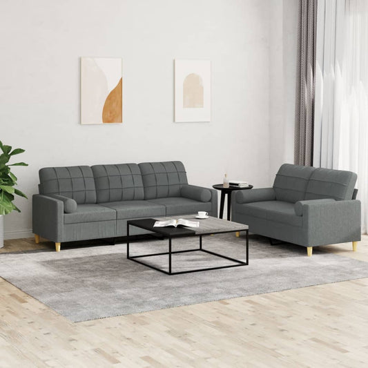 2-delige Loungeset met kussens stof donkergrijs is nu te koop bij PeponiXL, paradijselijk wonen!