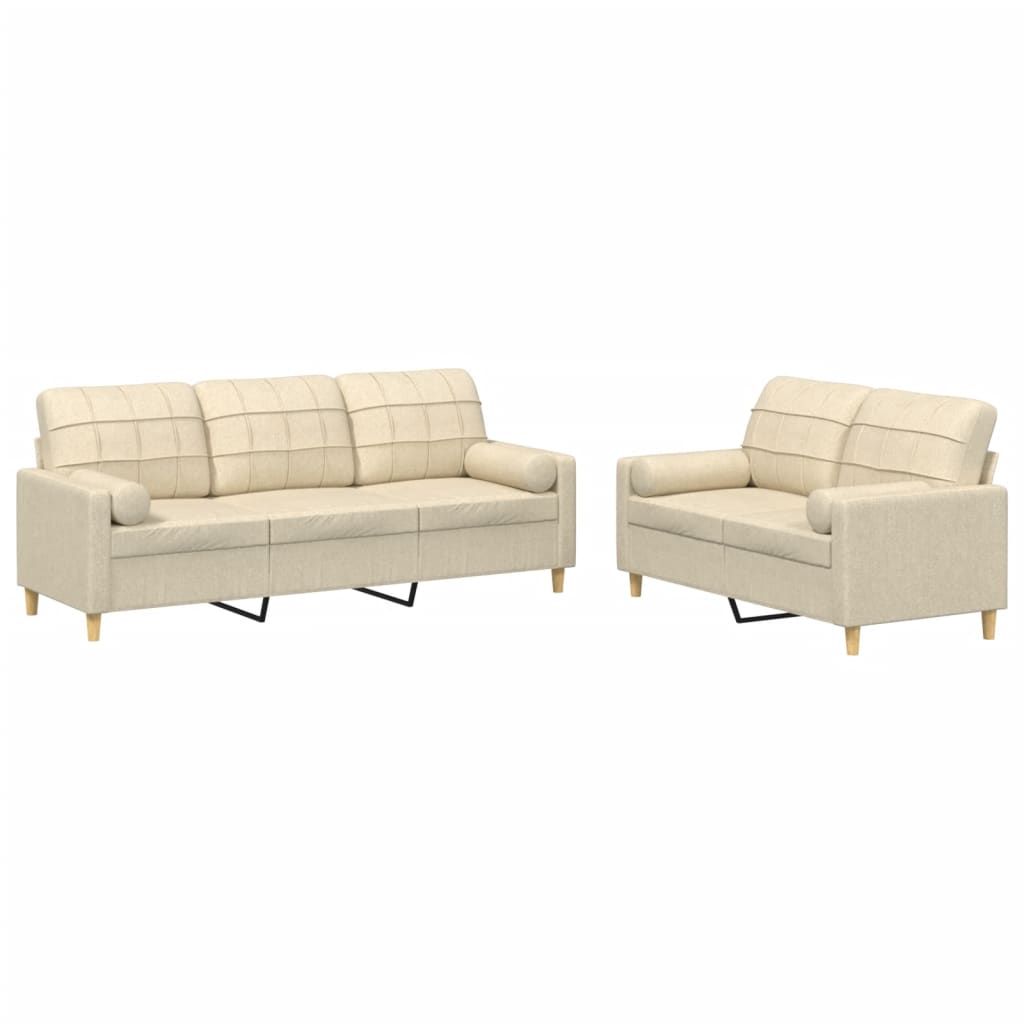 2-delige Loungeset met kussens stof crèmekleurig is nu te koop bij PeponiXL, paradijselijk wonen!