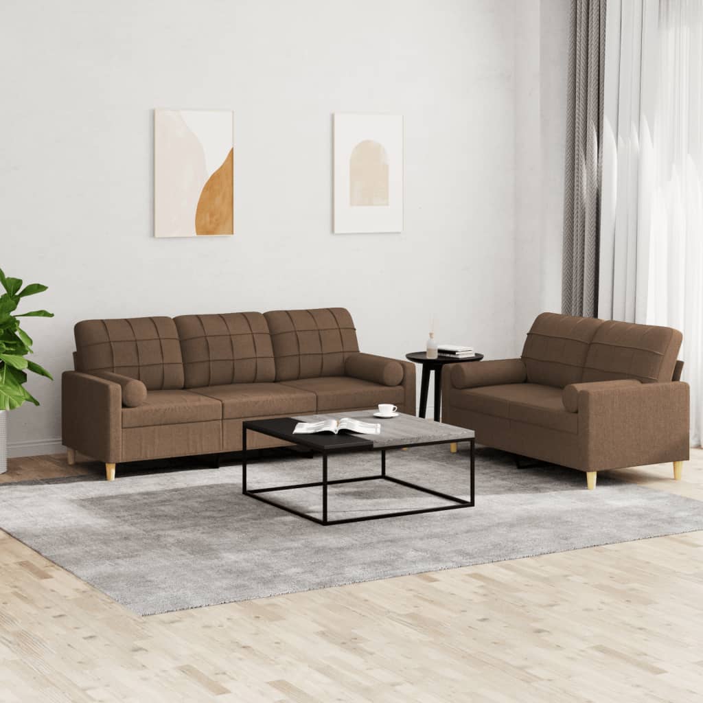 2-delige Loungeset met kussens stof bruin is nu te koop bij PeponiXL, paradijselijk wonen!