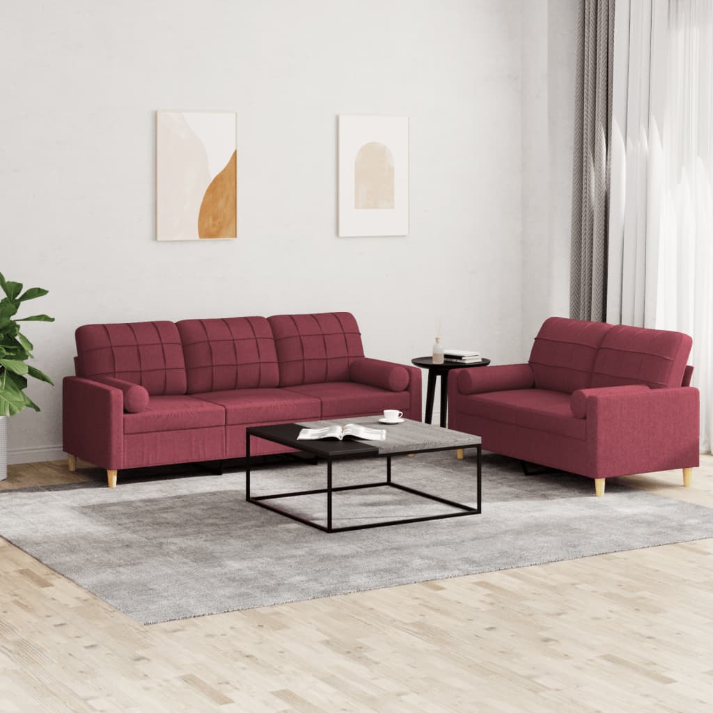 2-delige Loungeset met kussens stof wijnrood is nu te koop bij PeponiXL, paradijselijk wonen!