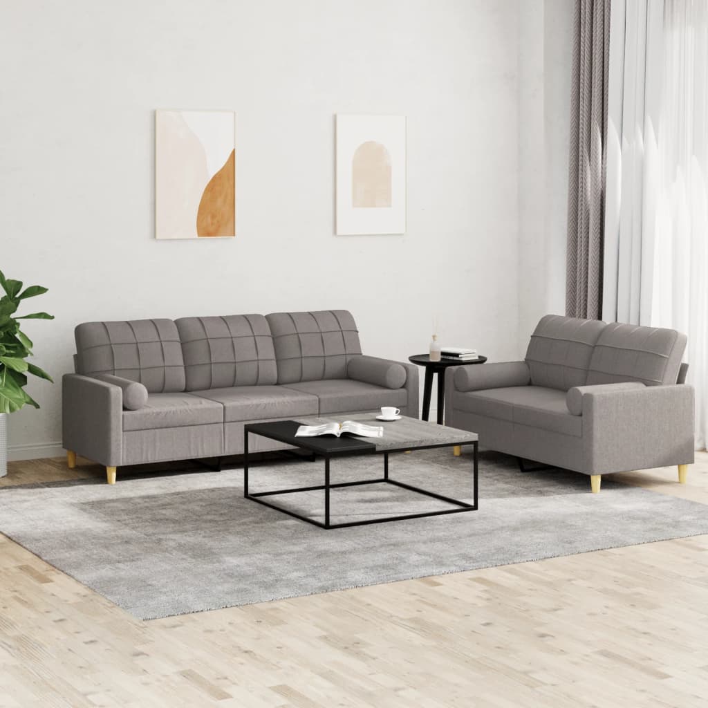 2-delige Loungeset met kussens stof taupe is nu te koop bij PeponiXL, paradijselijk wonen!