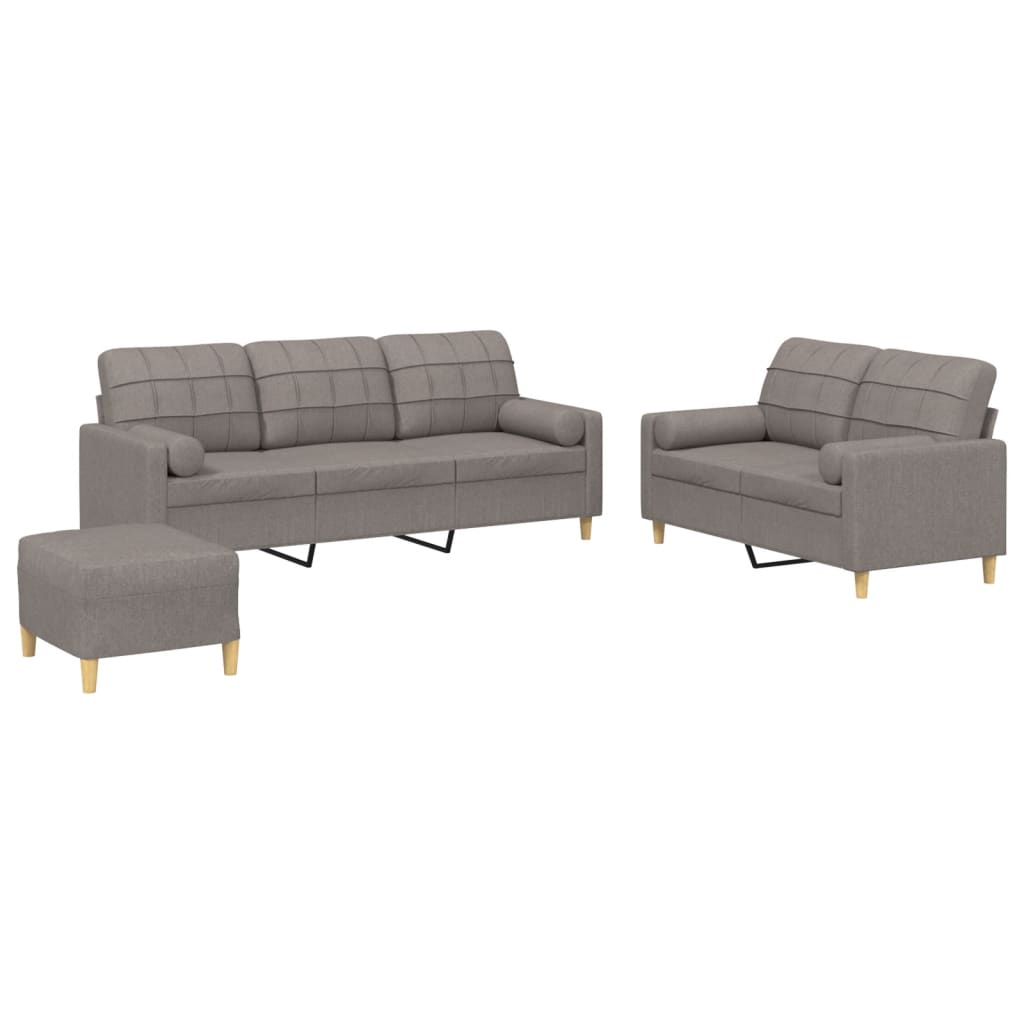 3-delige Loungeset met kussens stof taupe is nu te koop bij PeponiXL, paradijselijk wonen!