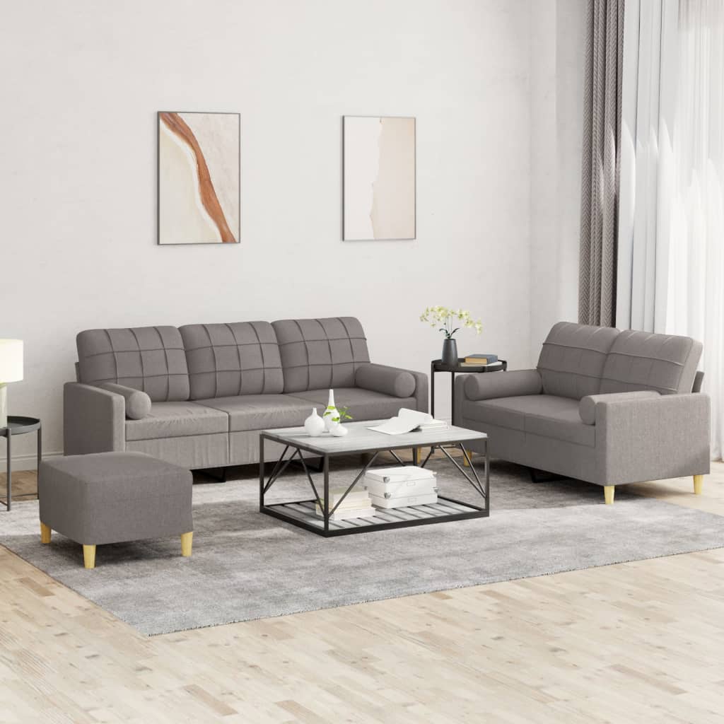 3-delige Loungeset met kussens stof taupe is nu te koop bij PeponiXL, paradijselijk wonen!