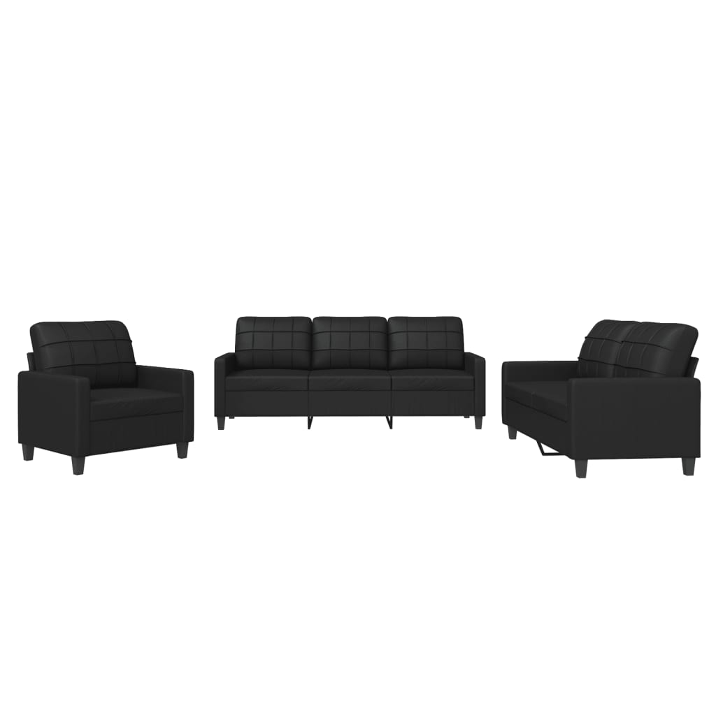 3-delige Loungeset met kussens kunstleer zwart is nu te koop bij PeponiXL, paradijselijk wonen!