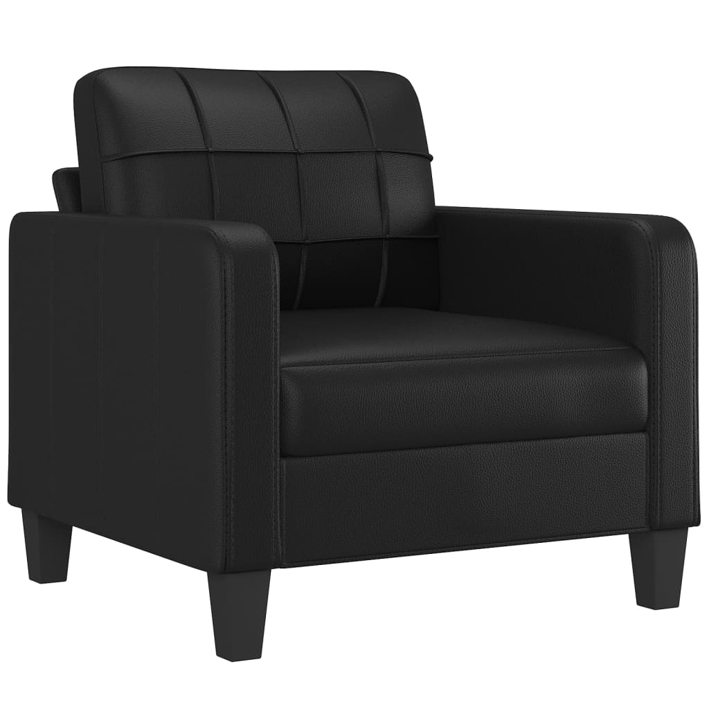 3-delige Loungeset met kussens kunstleer zwart is nu te koop bij PeponiXL, paradijselijk wonen!