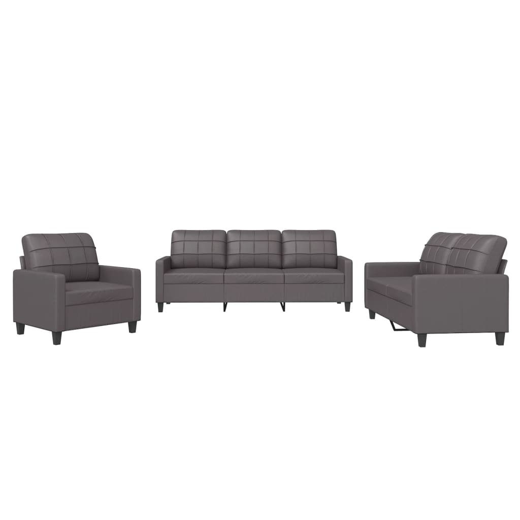 3-delige Loungeset met kussens kunstleer grijs is nu te koop bij PeponiXL, paradijselijk wonen!