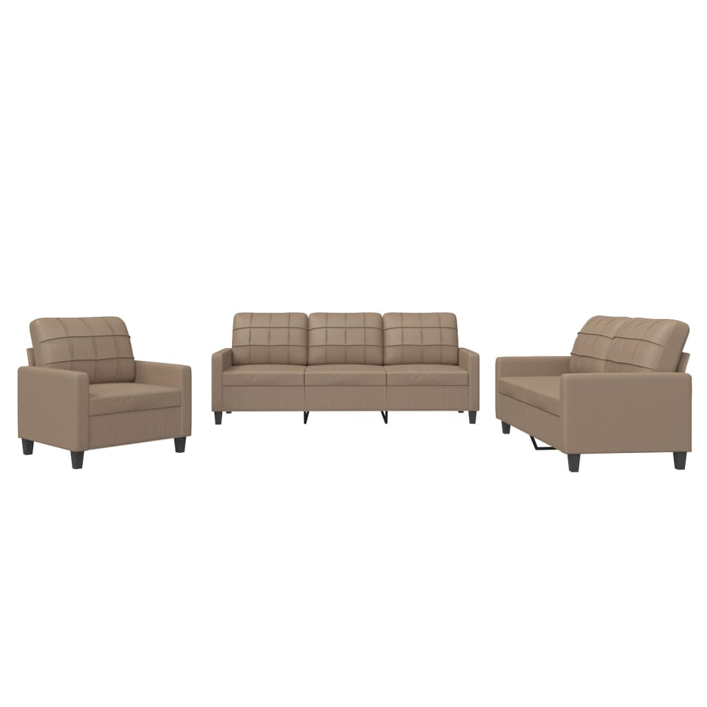 3-delige Loungeset met kussens kunstleer cappuccino is nu te koop bij PeponiXL, paradijselijk wonen!