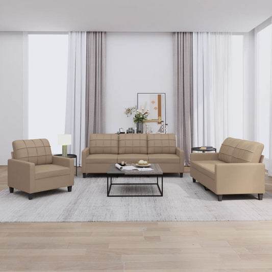 3-delige Loungeset met kussens kunstleer cappuccino is nu te koop bij PeponiXL, paradijselijk wonen!