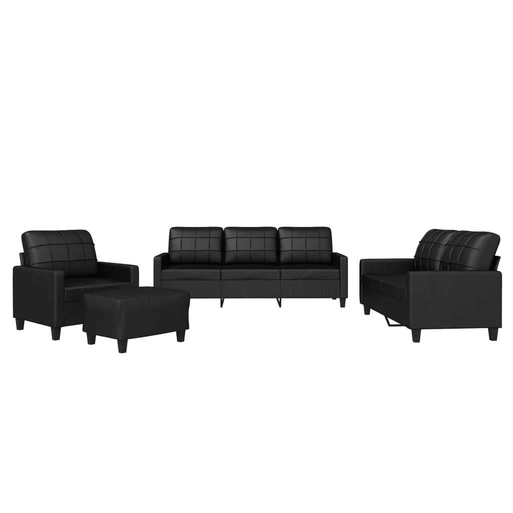 4-delige Loungeset met kussens kunstleer zwart is nu te koop bij PeponiXL, paradijselijk wonen!