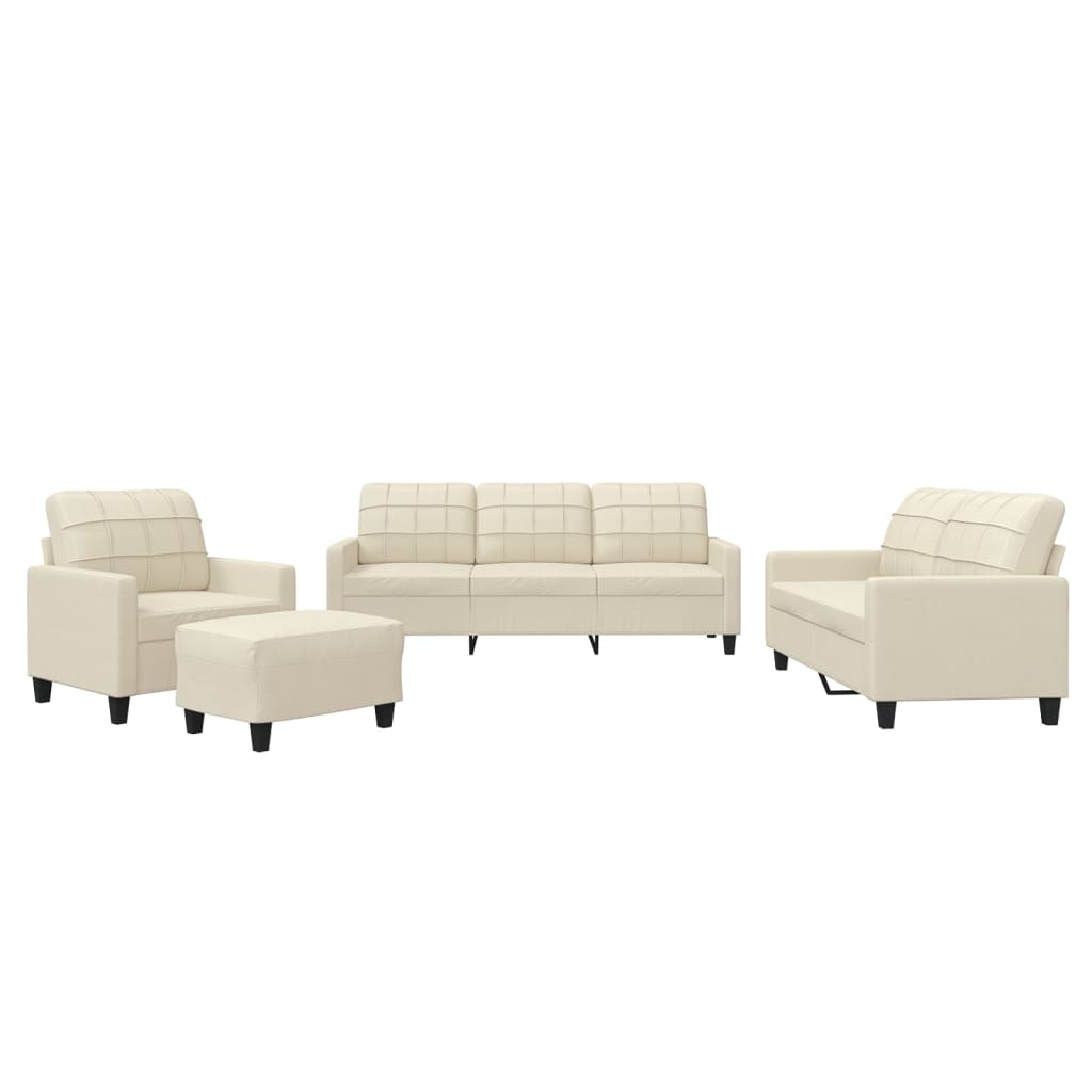 4-delige Loungeset met kussens kunstleer crème is nu te koop bij PeponiXL, paradijselijk wonen!