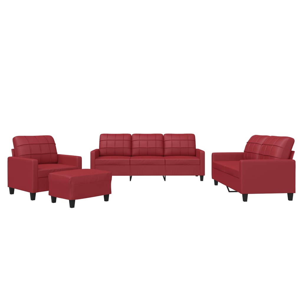 4-delige Loungeset met kussens fluweel wijnrood is nu te koop bij PeponiXL, paradijselijk wonen!