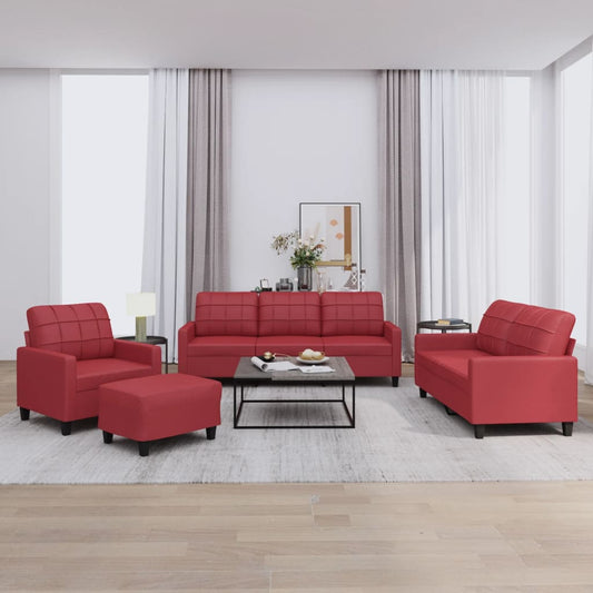 4-delige Loungeset met kussens fluweel wijnrood is nu te koop bij PeponiXL, paradijselijk wonen!