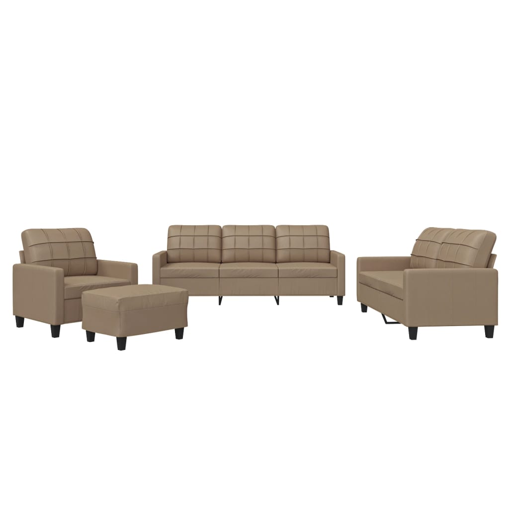 4-delige Loungeset met kussens kunstleer cappuccino is nu te koop bij PeponiXL, paradijselijk wonen!