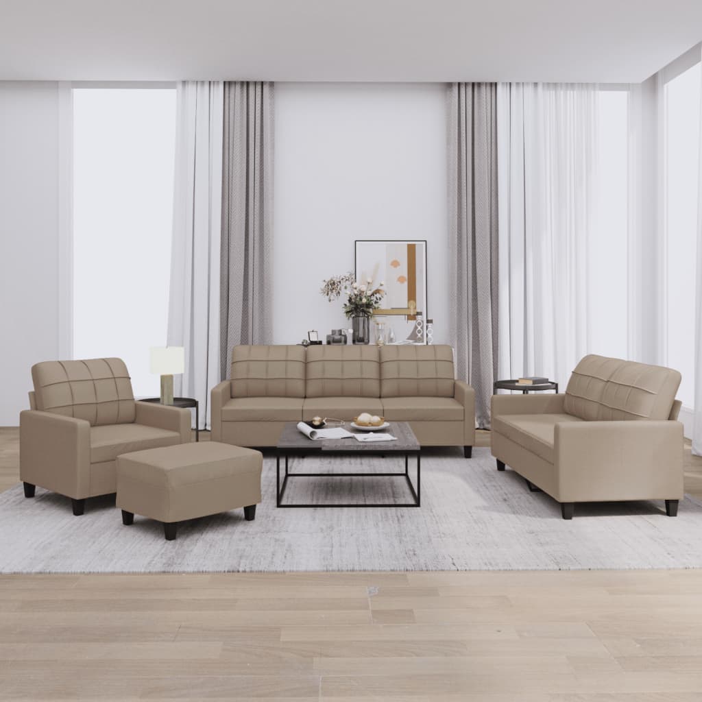4-delige Loungeset met kussens kunstleer cappuccino is nu te koop bij PeponiXL, paradijselijk wonen!