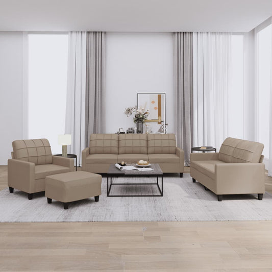 4-delige Loungeset met kussens kunstleer cappuccino is nu te koop bij PeponiXL, paradijselijk wonen!