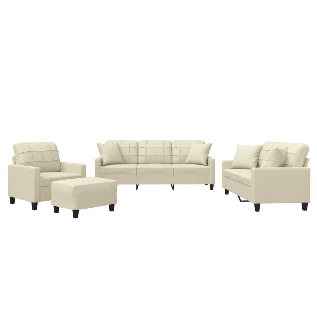 4-delige Loungeset met kussens kunstleer crèmekleurig is nu te koop bij PeponiXL, paradijselijk wonen!